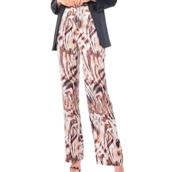 NEW Marciano Guess Sand Multicolor Animal Print Satin Wide Leg Pants Size S - Picture 1 of 14